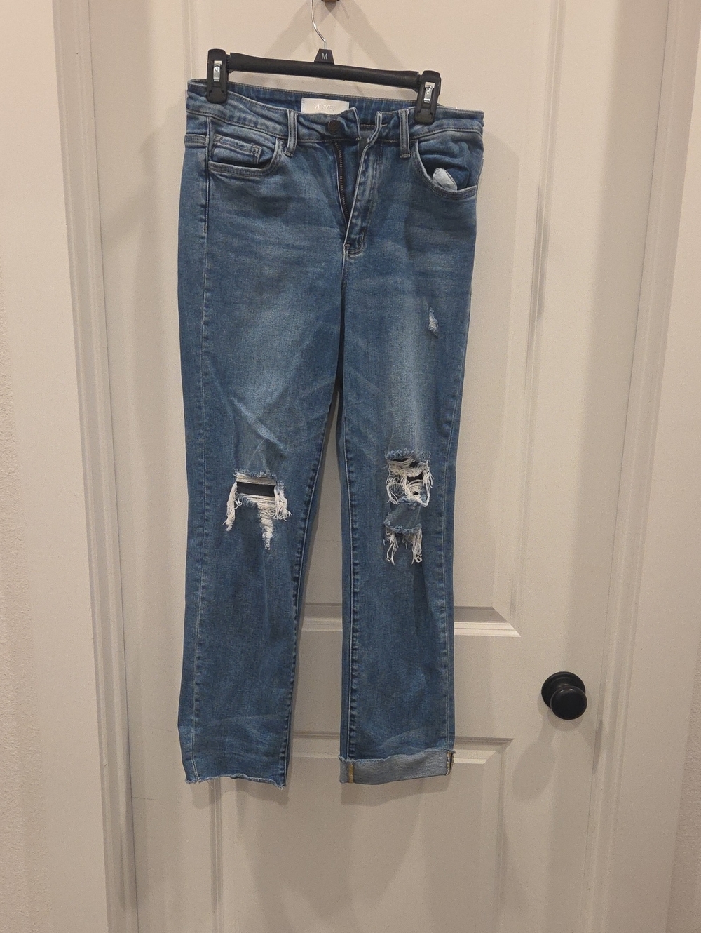 Vervet Distressed Boyfriend Jeans in Light Blue Wash